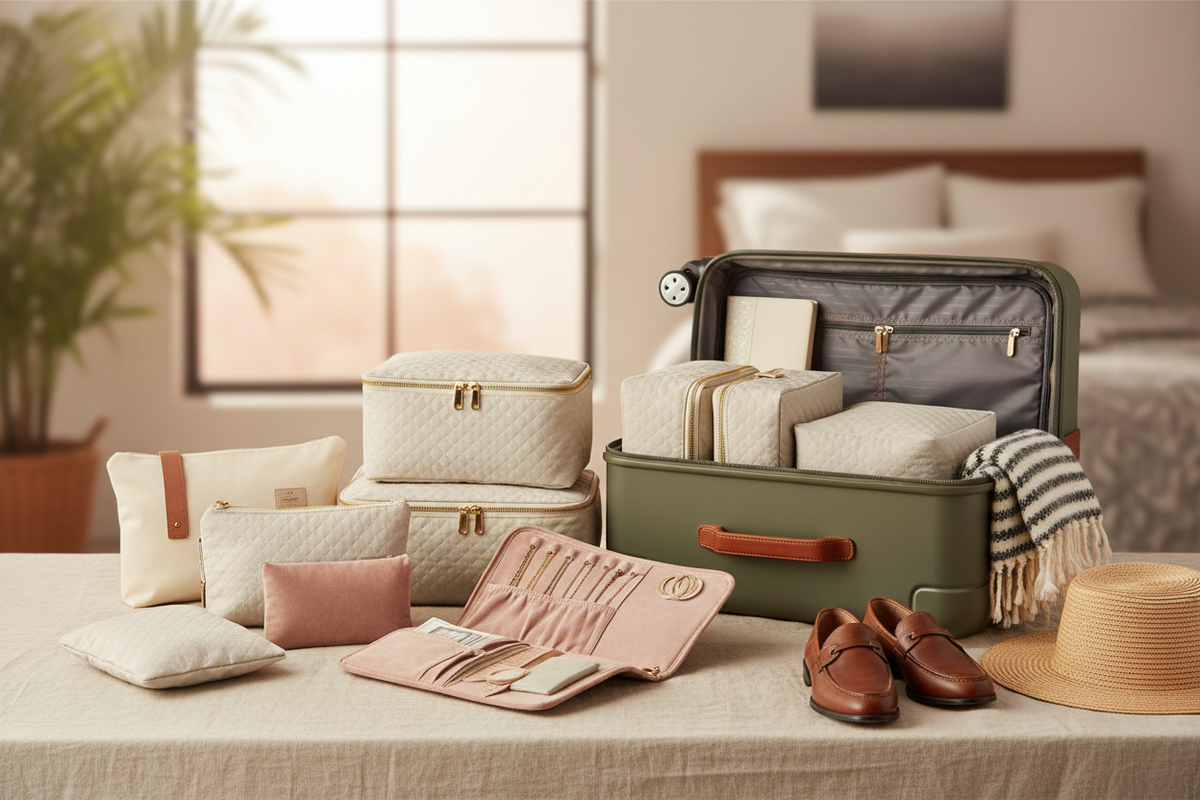 Hero Image 2 - Packing cubes on linen with carry-on
